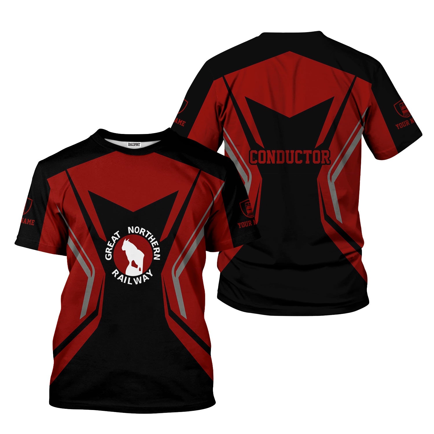 Railspirit Personalized Great Northern Railway T-Shirt Unique Style with Custom Job GNR Train Shirt