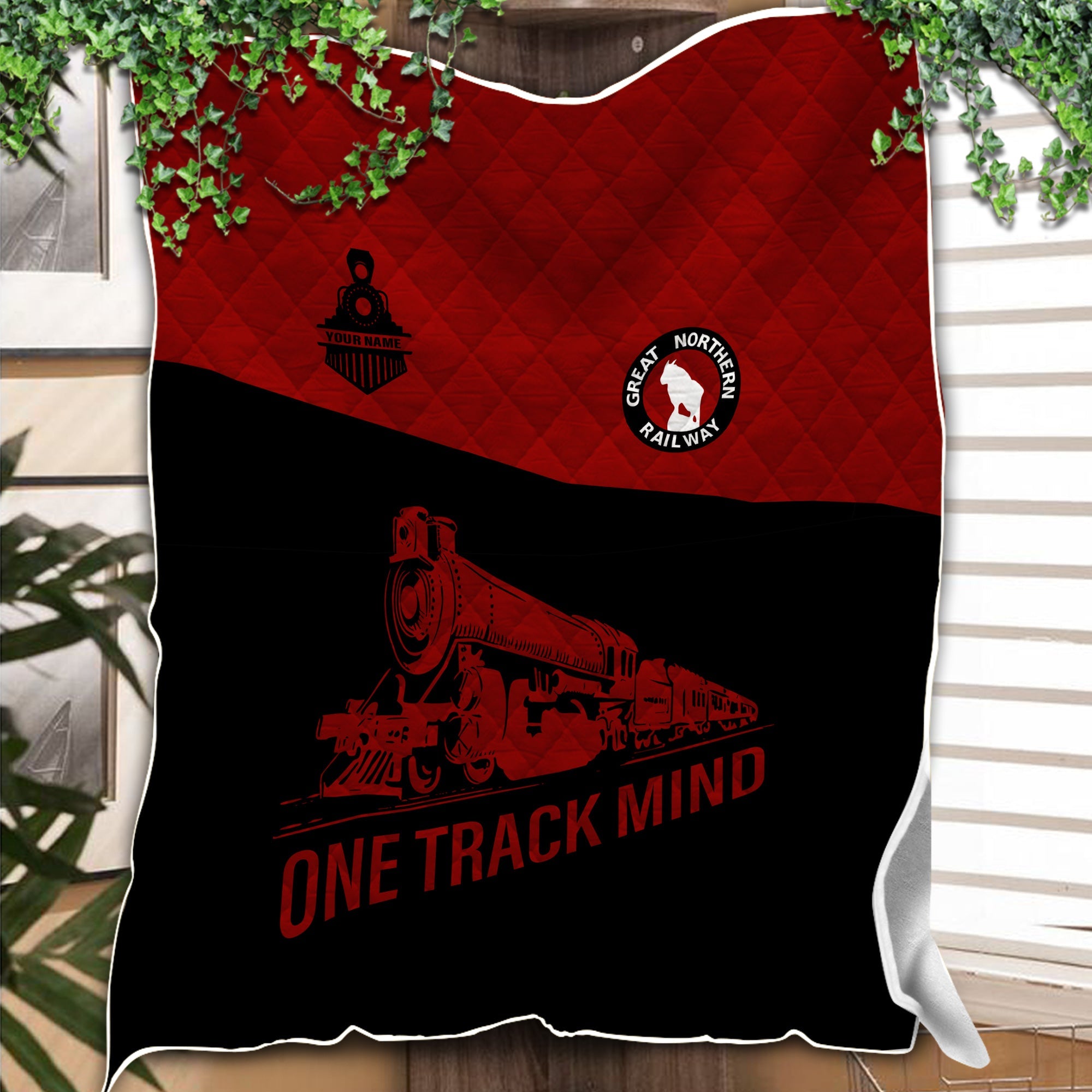 Railspirit Personalized Great Northern Railway Premium Quilt One Track Mind GNR Train Premium Quilt Gift Idea For Train Lover