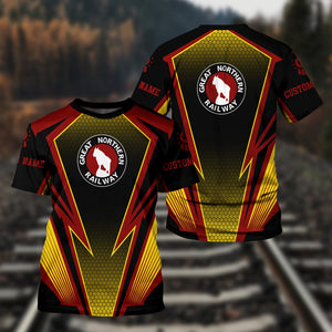 Railspirit Personalized Great Northern Railway T-Shirt Lightning Graphic Style GNR Shirt Gift Idea For Train Lover