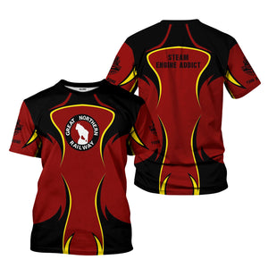 Railspirit Personalized Great Northern Railway T-Shirt Distinctive Flame Style GNR Shirt For Steam Engine Addict