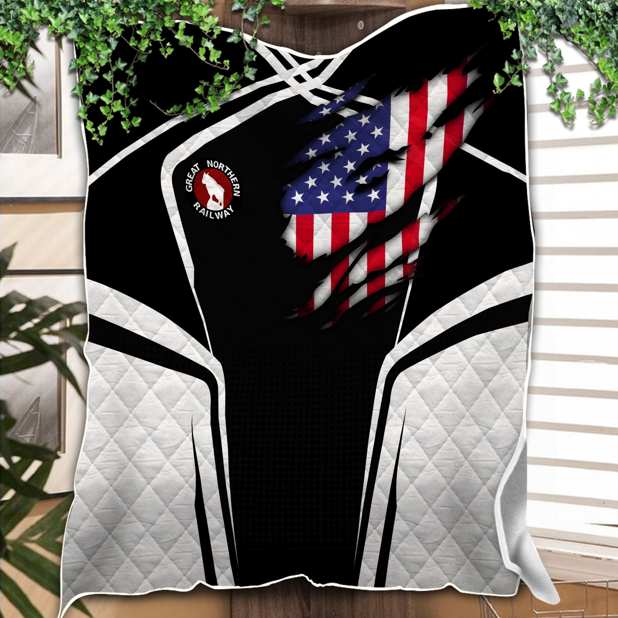 Railspirit Personalized Great Northern Railway Premium Quilts American Vintage GNR All Over Printed Premium Quilts