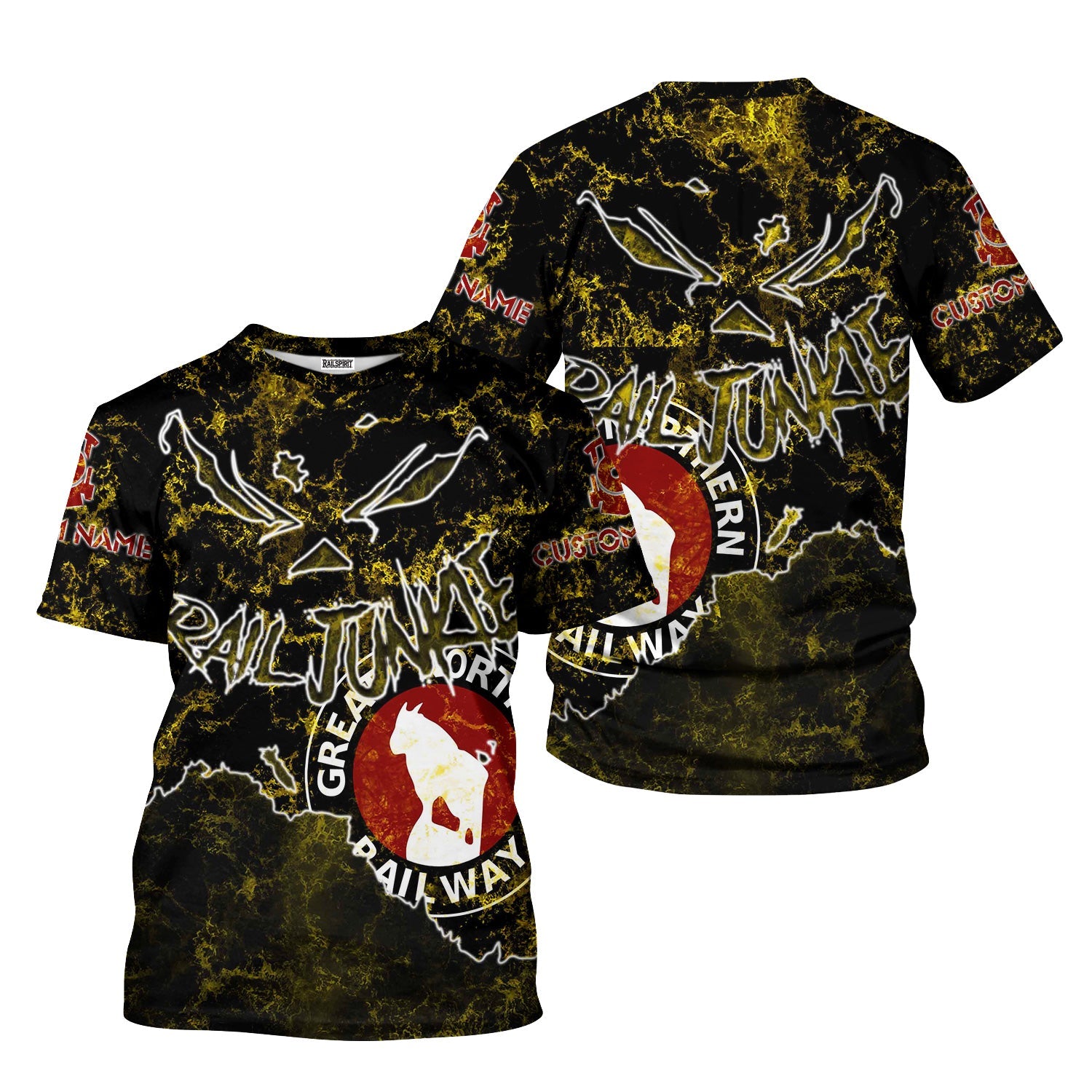 Railspirit Personalized Great Northern Railway T-Shirt Torn Graphic Style GNR Train Shirt For Rail Junkie