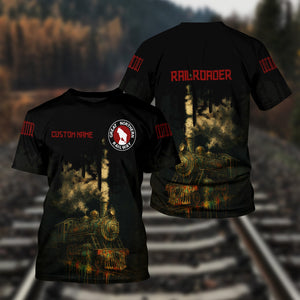 Railspirit Personalized Great Northern Railway T-Shirt Vintage Train Art Style GNR Shirt For Locomotive Fans