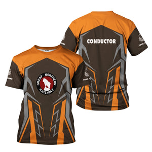 Railspirit Personalized Great Northern Railway T-Shirt Futuristic Design with Custom Job GNR Train Shirt