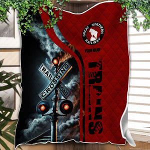 Railspirit Personalized Great Northern Railway Premium Quilts Railroad Crossing Sign GNR Quilts All Over Print