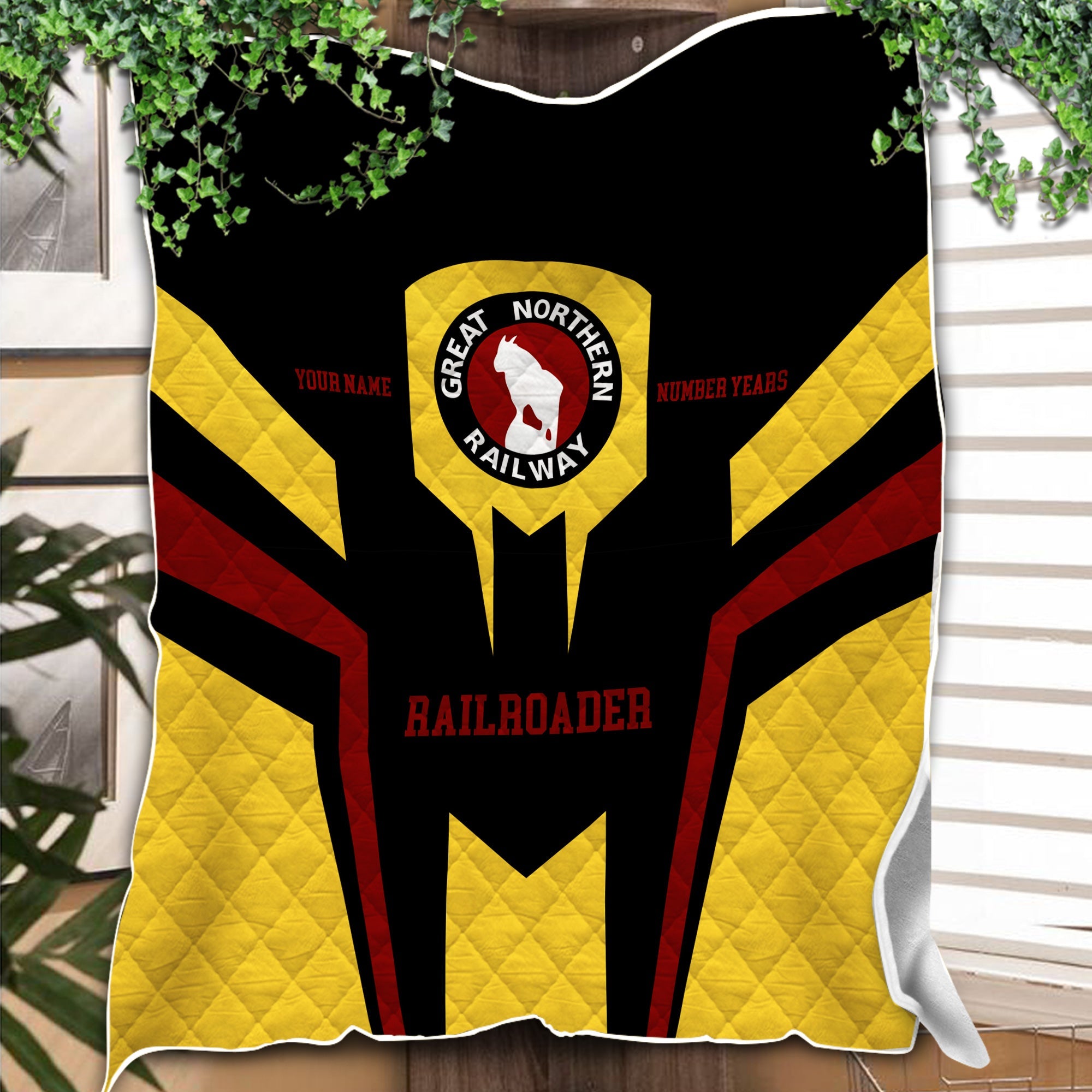 Railspirit Personalized Great Northern Railway Premium Quilts Custom Year Railroader GNR Gift Idea For Train Lover