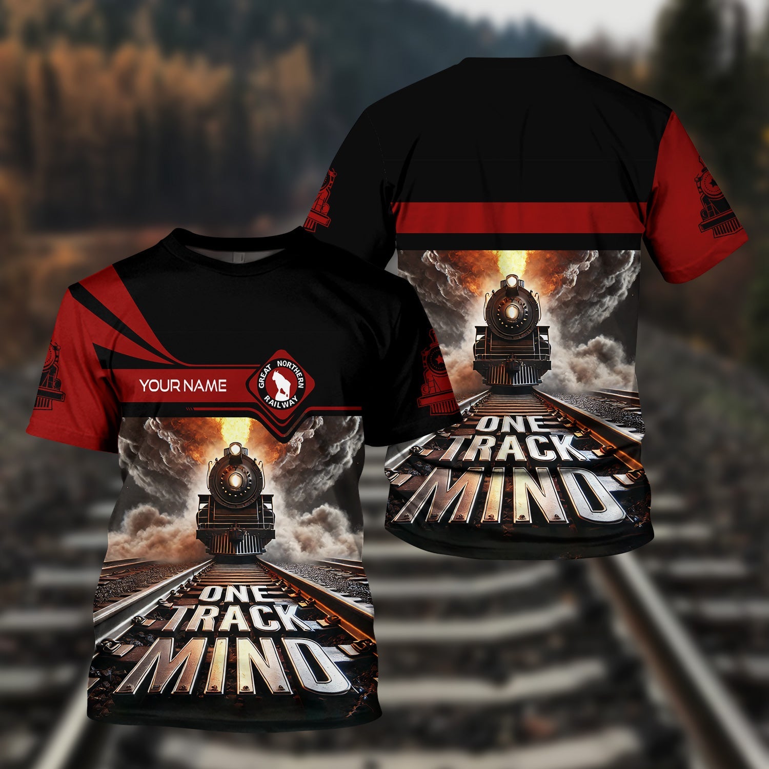 Railspirit Personalized Great Northern Railway T Shirt One Track Mind GNR Train Printed Shirt