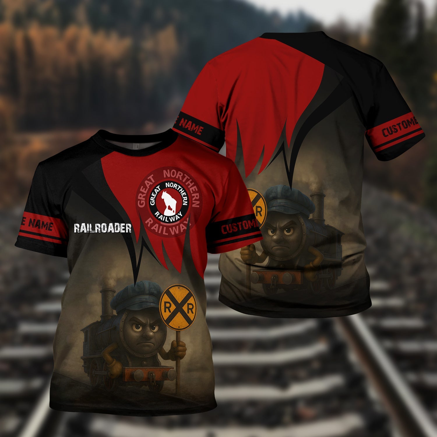 Railspirit Personalized Great Northern Railway T-Shirt Angry Train GNR T-Shirt Gift Idea For Train Lover