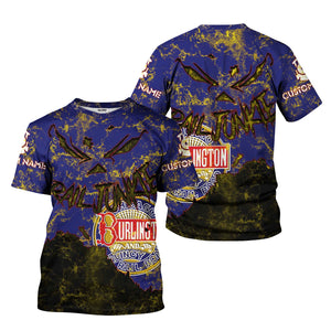 Railspirit Personalized Chicago, Burlington and Quincy Railroad T-Shirt Torn Graphic Style Train Shirt For Rail Junkie