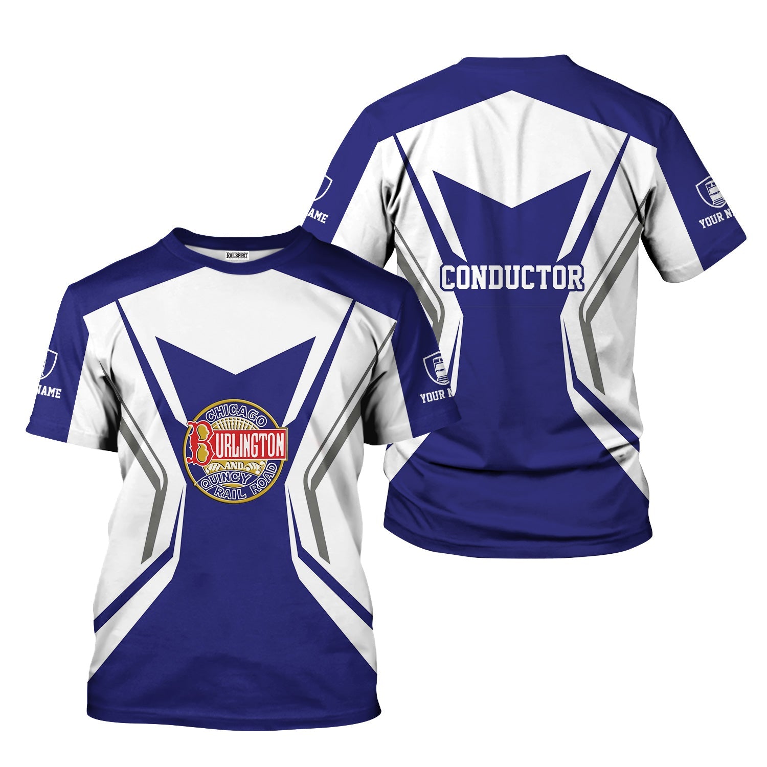 Railspirit Personalized Chicago, Burlington and Quincy Railroad T-Shirt Unique Style with Custom Job Train Shirt