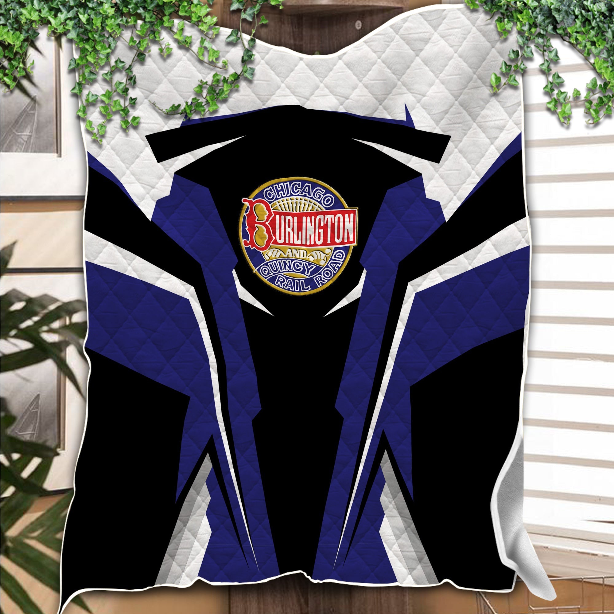 Railspirit Personalized Chicago, Burlington and Quincy Railroad Premium Quilts Strong Line Train Premium Quilts Gift Idea For Train Lover