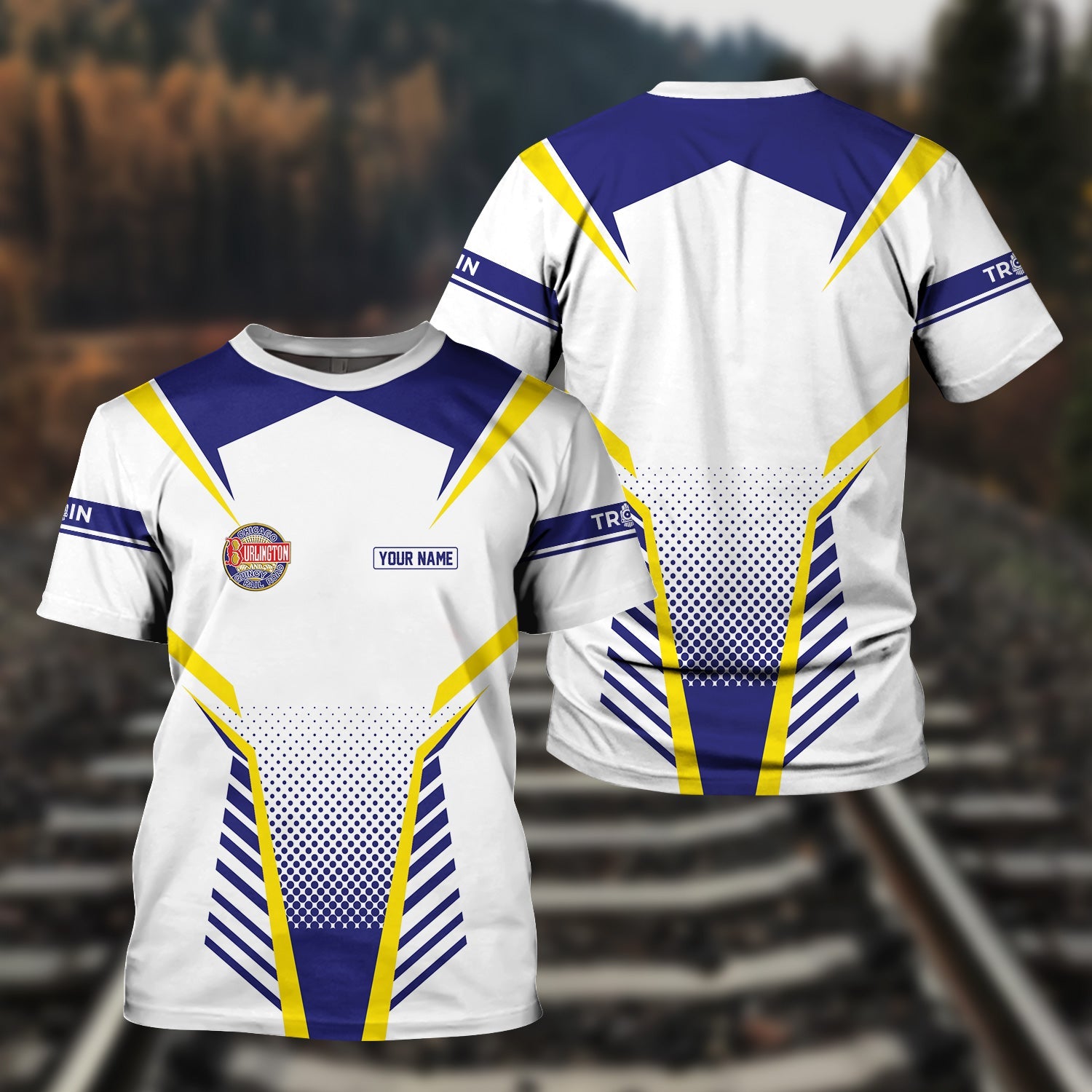 Railspirit Personalized Chicago, Burlington and Quincy Railroad T Shirt Unisex Train Shirt All Over Print