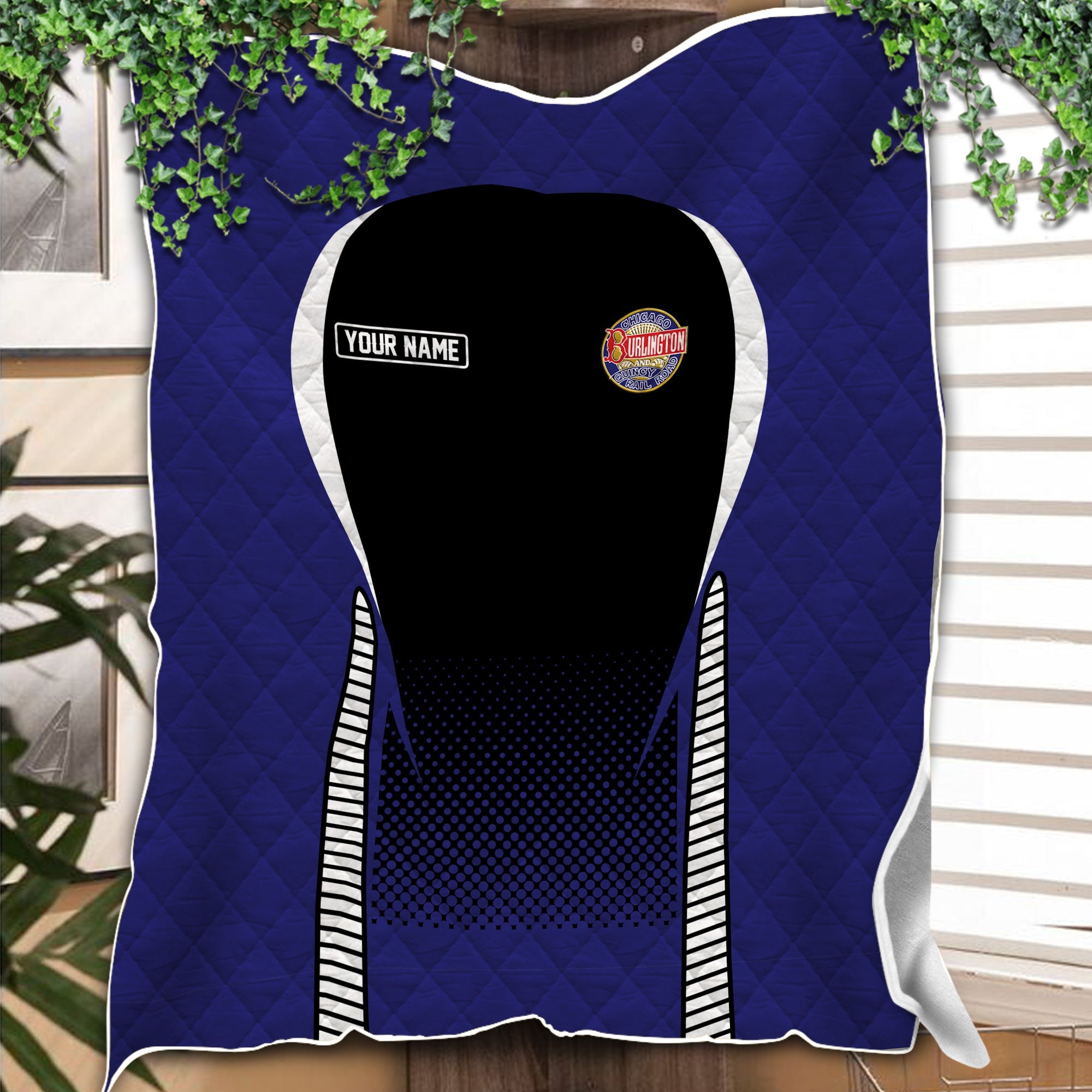 Railspirit Personalized Chicago, Burlington and Quincy Railroad Premium Quilts Train Premium Quilts Gift Idea For Train Lover