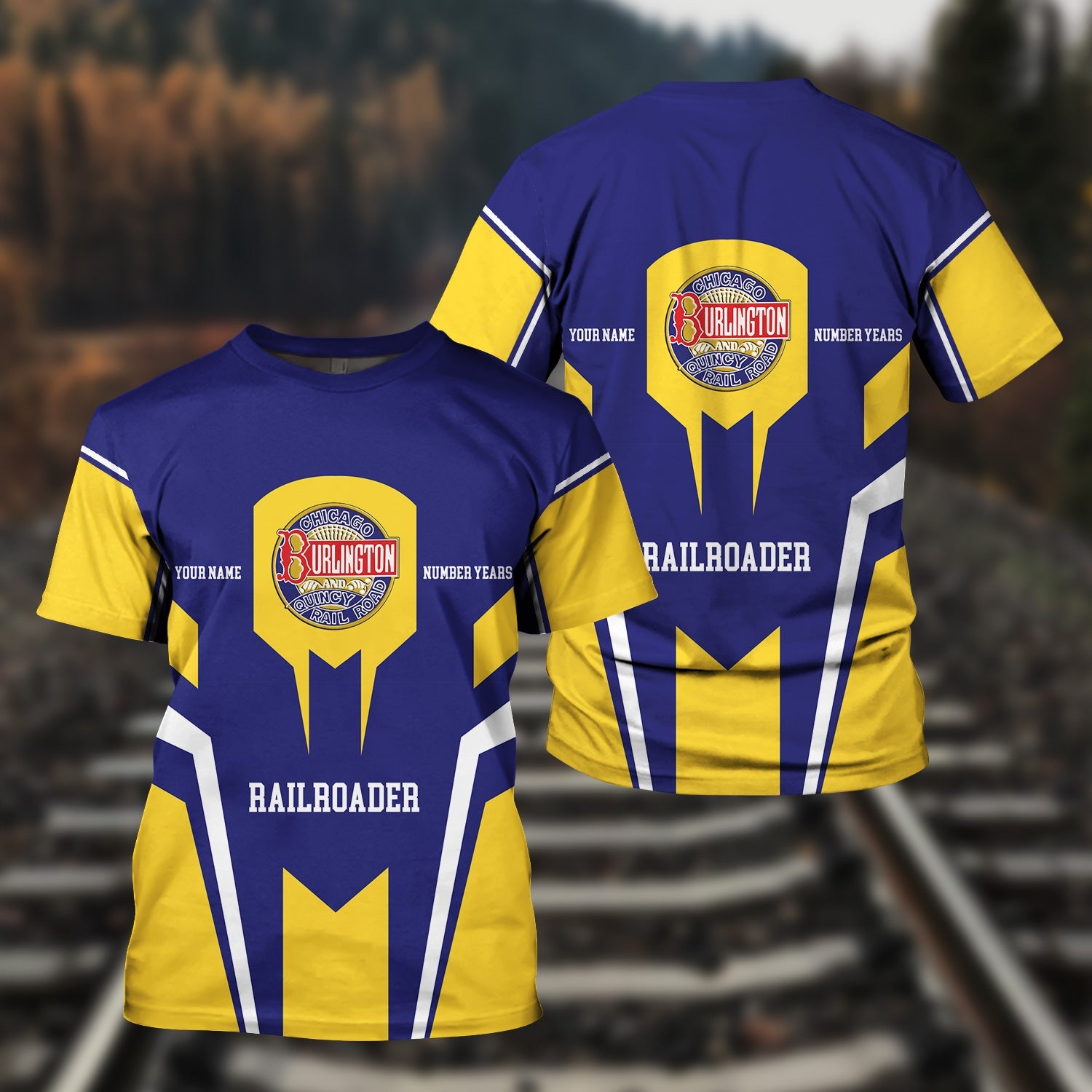 Railspirit Personalized Chicago, Burlington and Quincy Railroad T-Shirt Custom Year Railroader Shirt Gift Idea For Train Lover