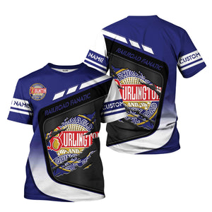 Railspirit Personalized Chicago, Burlington and Quincy Railroad T-Shirt Ripped Texture Style Train Shirt For Railroad Fanatic