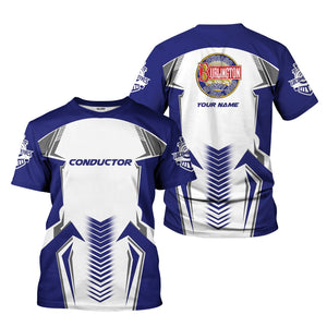 Railspirit Personalized Chicago, Burlington and Quincy Railroad T-Shirt Standout Style with Custom Position Train Shirt