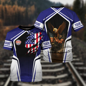 Railspirit Personalized Chicago, Burlington and Quincy Railroad T Shirt American Eagle Vintage Train Shirt