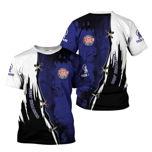 Railspirit Personalized Chicago, Burlington and Quincy Railroad T-Shirt Retro Stitches Design with Custom Position Train Shirt