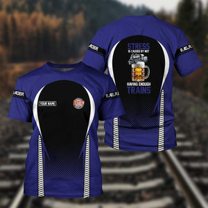 Railspirit Personalized Chicago, Burlington and Quincy Railroad T Shirt Stress Is Caused By Not Having Enough Trains Shirt All Over Print