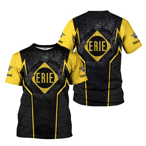 Railspirit Personalized Erie Railroad T-Shirt Cracked Metal Design Train Shirt for Rail Enthusiasts