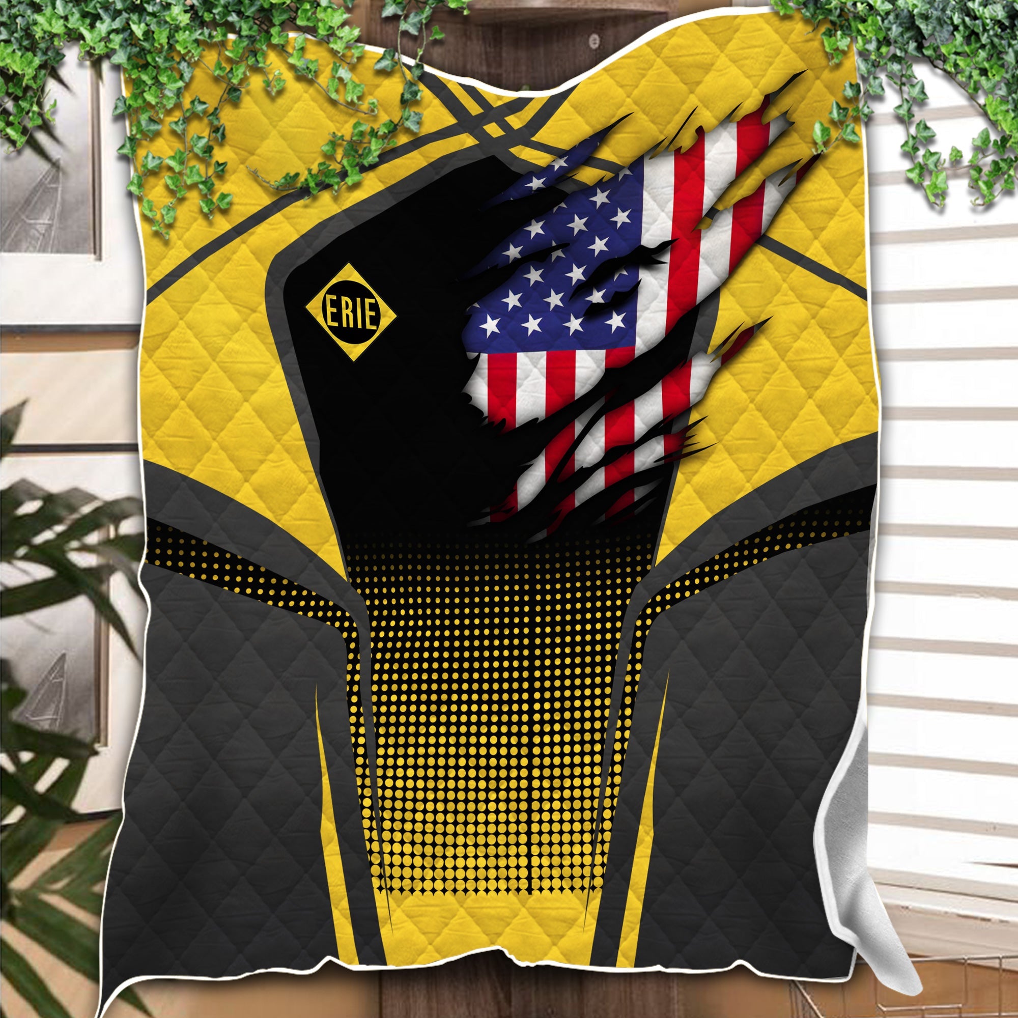 Railspirit Personalized Erie Railroad Premium Quilts American Vintage All Over Printed Premium Quilts