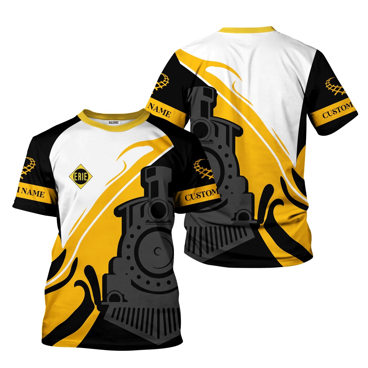 Railspirit Personalized Erie Railroad T-Shirt Flame-Inspired Style Shirt Gift Idea For Train Lovers