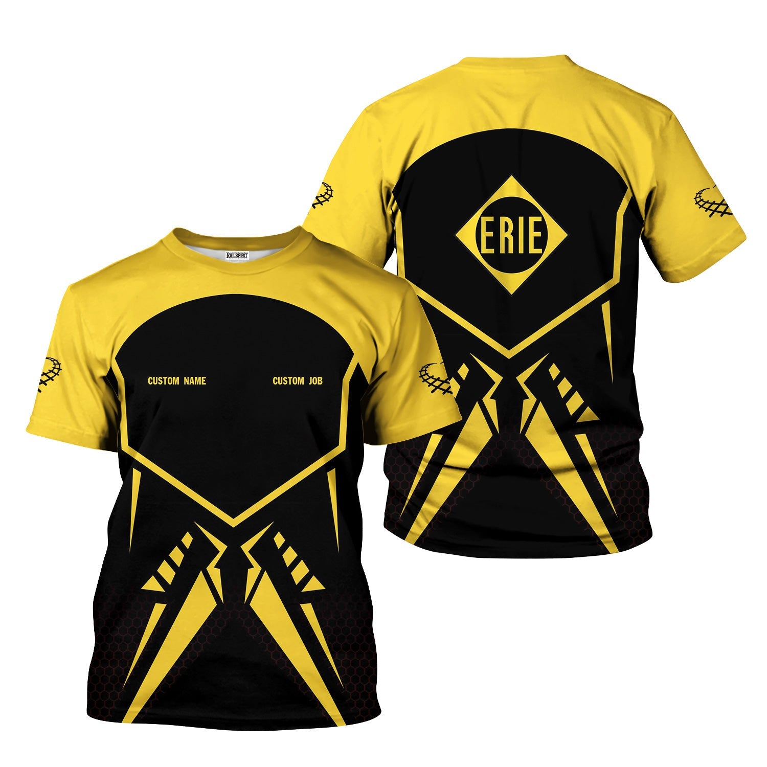 Railspirit Personalized Erie Railroad T-Shirt Vibriant Style with Custom Position Train Shirt