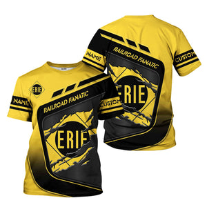 Railspirit Personalized Erie Railroad T-Shirt Ripped Texture Style Train Shirt For Railroad Fanatic