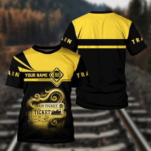 Railspirit Personalized Erie Railroad T Shirt Train Ticket American Locomotive Printed Train