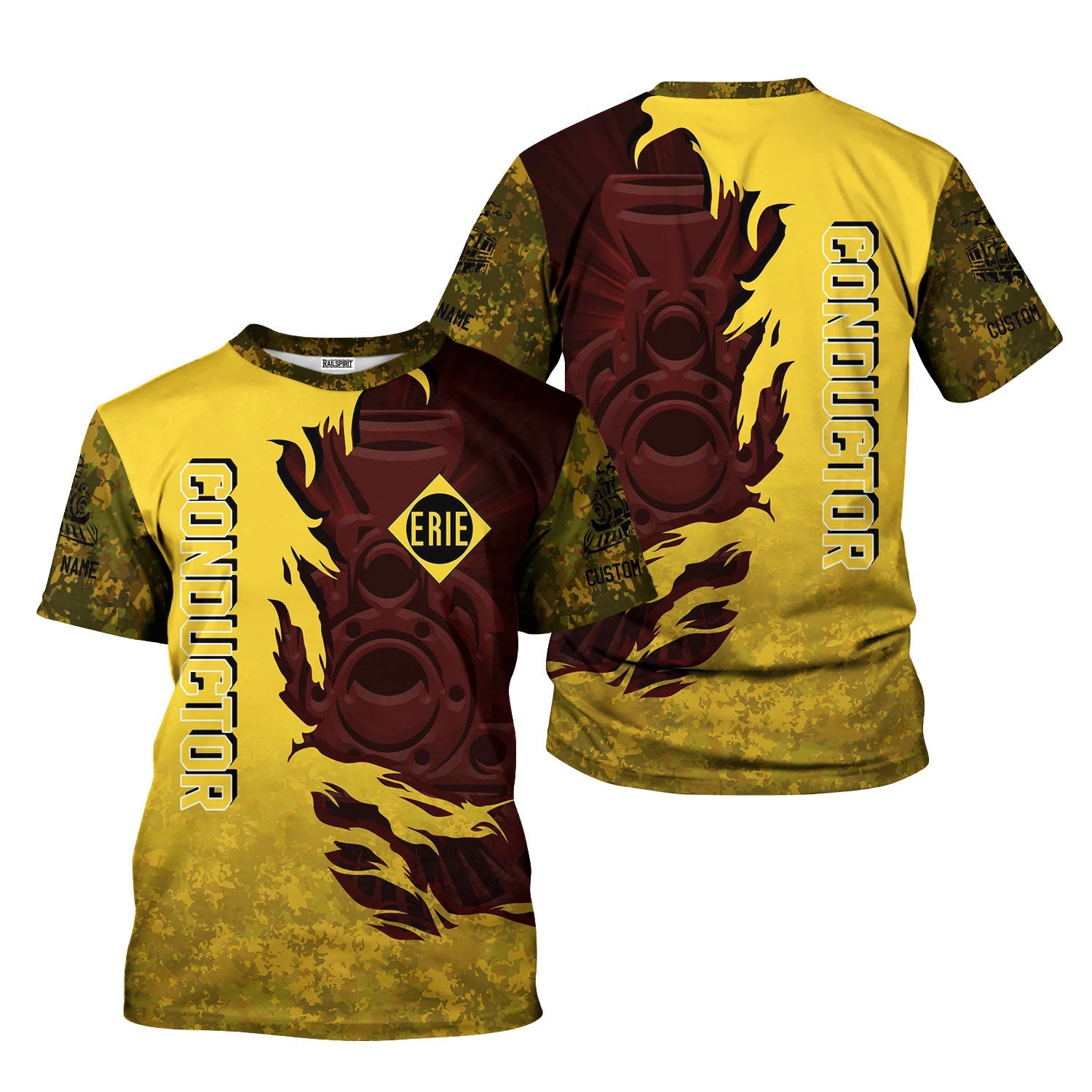 Railspirit Personalized Erie Railroad T-Shirt Blazing Style with Custom Position Train Shirt