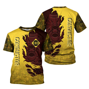 Railspirit Personalized Erie Railroad T-Shirt Blazing Style with Custom Position Train Shirt