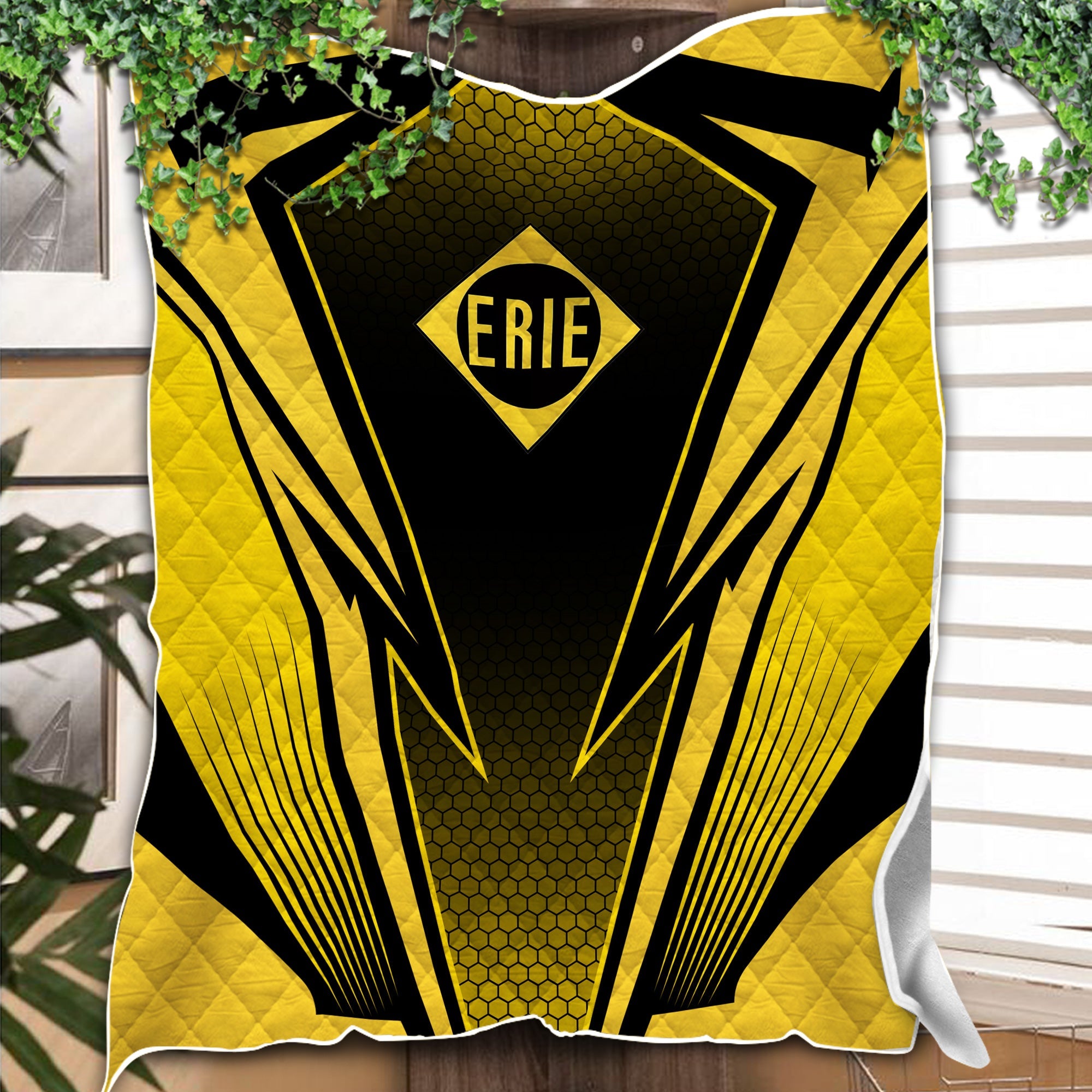 Railspirit Erie Railroad Premium Quilts Lightning Graphic Style Premium Quilts Gift Idea For Train Lover