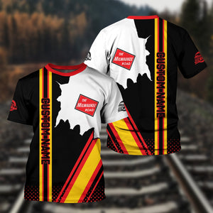 Railspirit Personalized Chicago, Milwaukee, St. Paul and Pacific Railroad T-Shirt Milwaukee Road All Over Printed Unisex Shirt