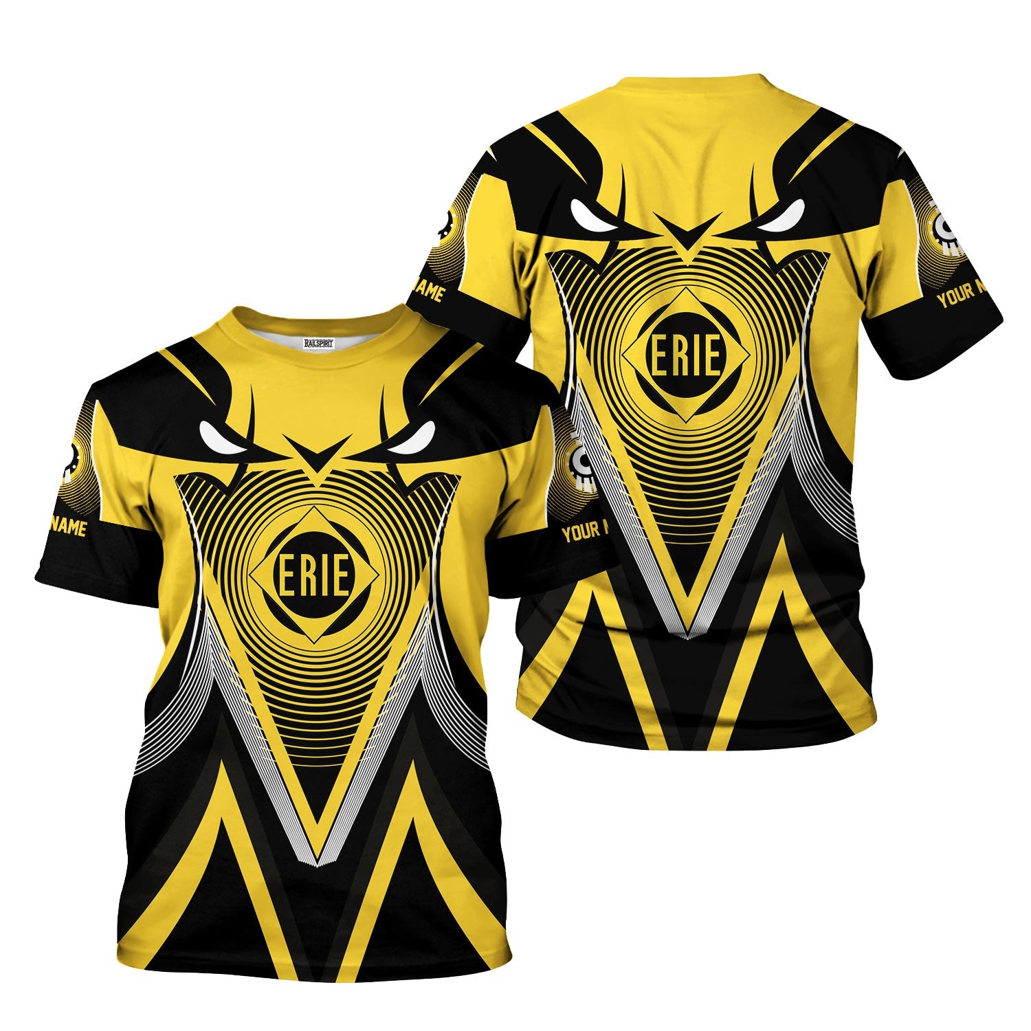 Railspirit Personalized Erie Railroad T-Shirt Vibrant Graphic Pattern Shirt For Train Enthusiasts