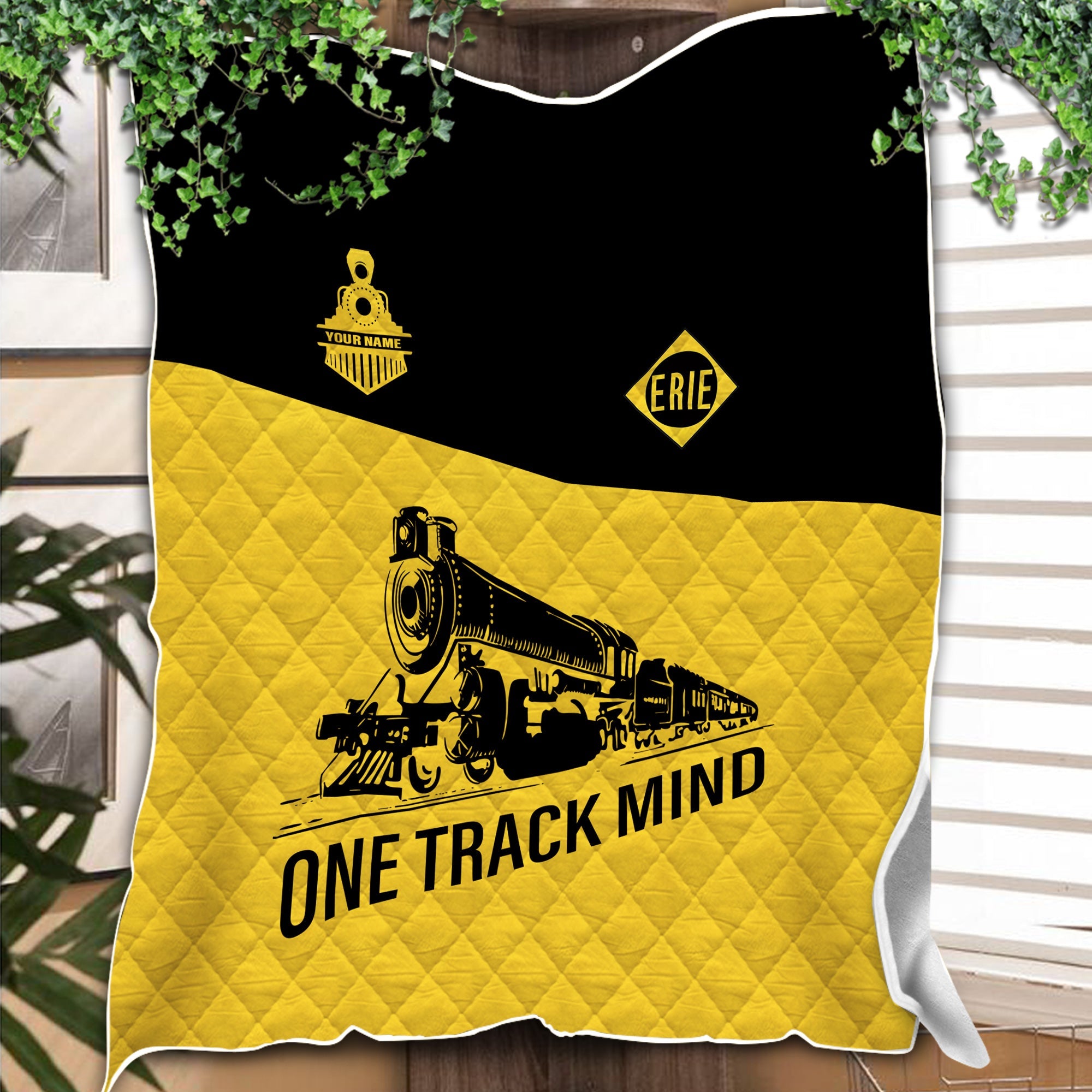Railspirit Personalized Erie Railroad Premium Quilt One Track Mind Train Premium Quilt Gift Idea For Train Lover