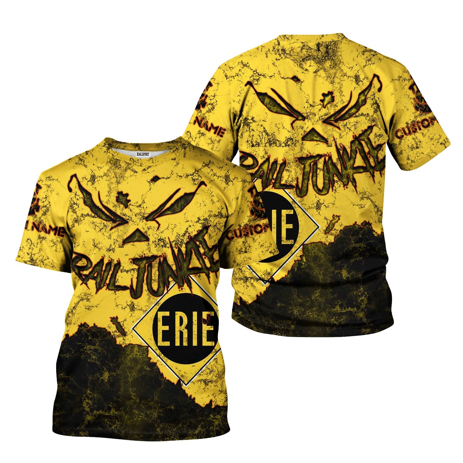 Railspirit Personalized Erie Railroad T-Shirt Torn Graphic Style Train Shirt For Rail Junkie