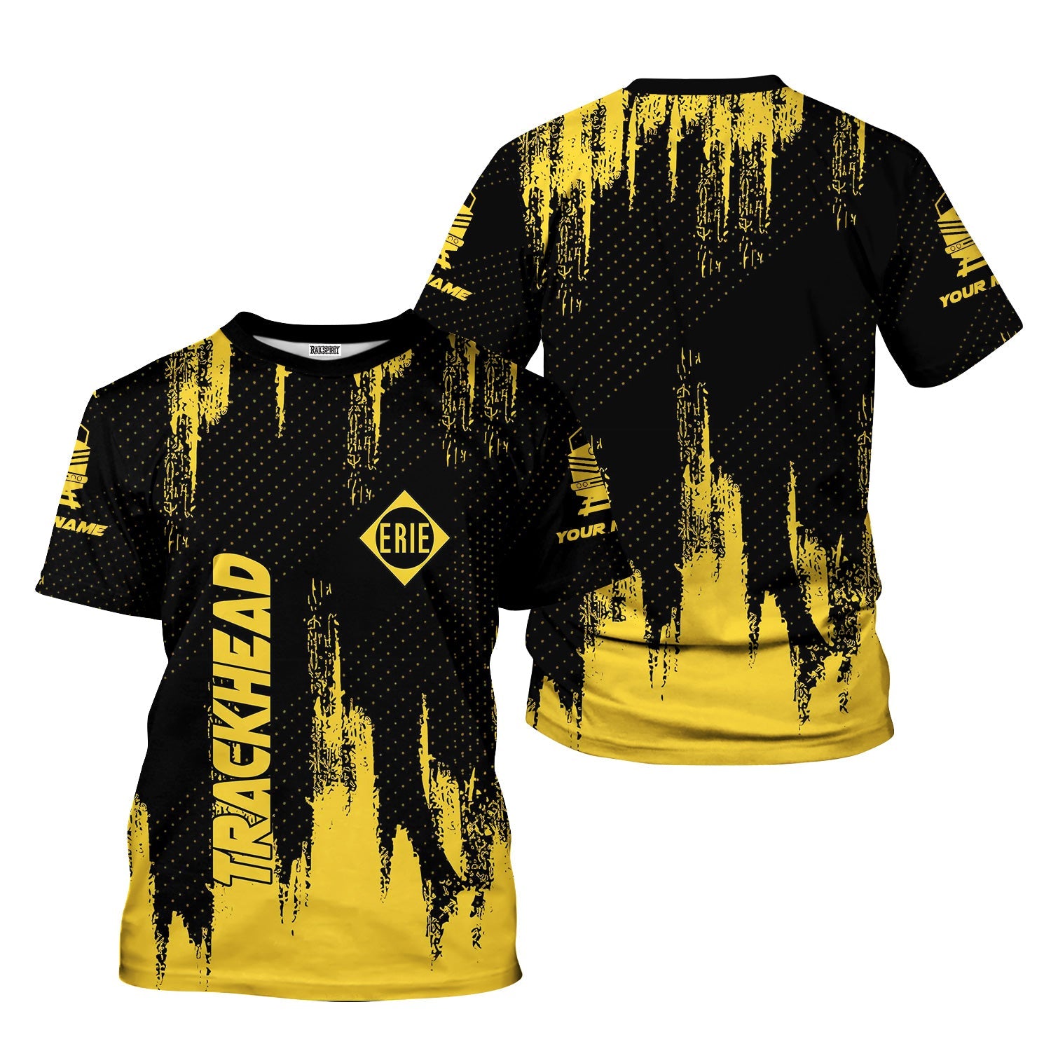 Railspirit Personalized Erie Railroad T-Shirt Paint Impact Design Train Shirt for Trackhead