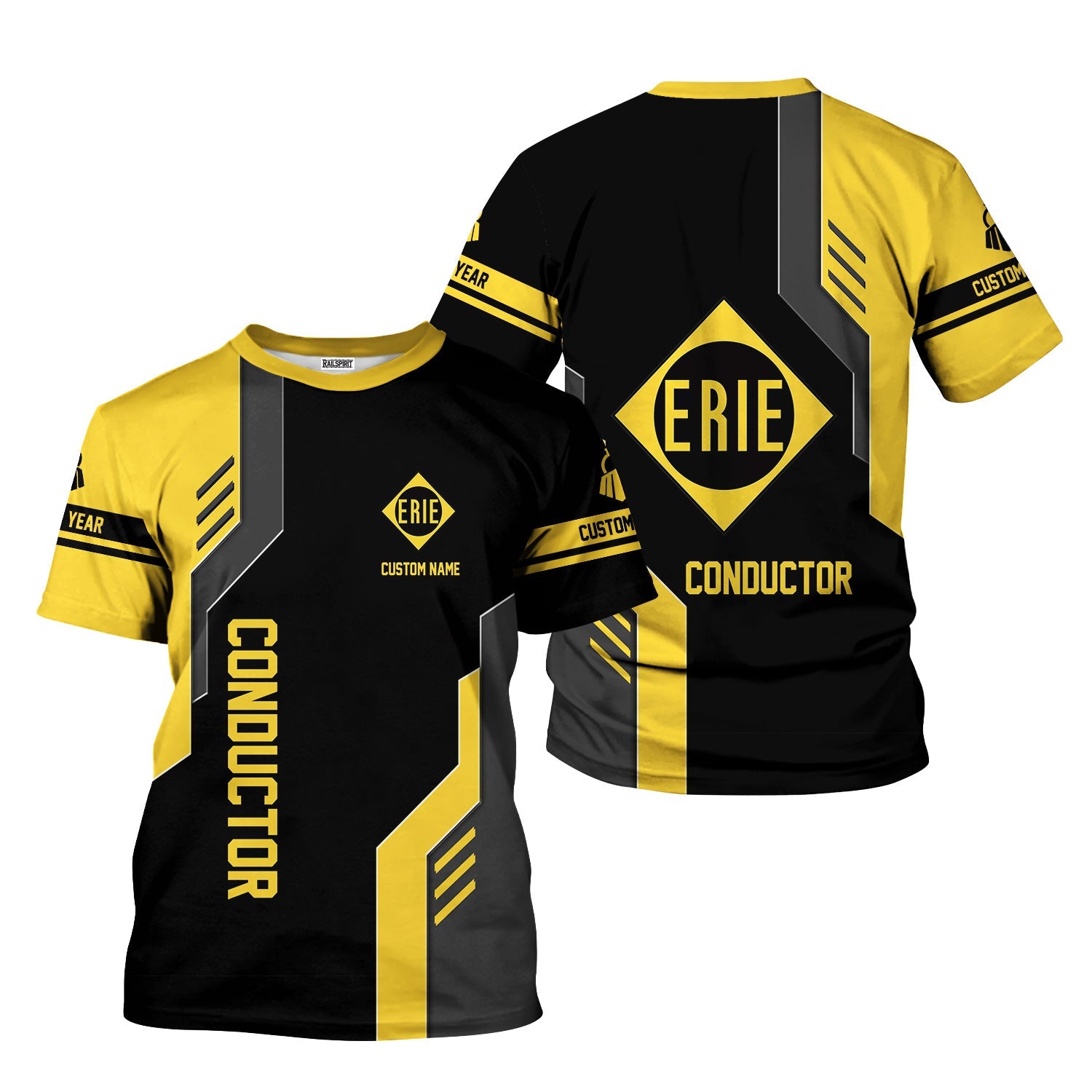 Railspirit Personalized Erie Railroad T-Shirt Unique Railway Style with Custom Job Train Shirt