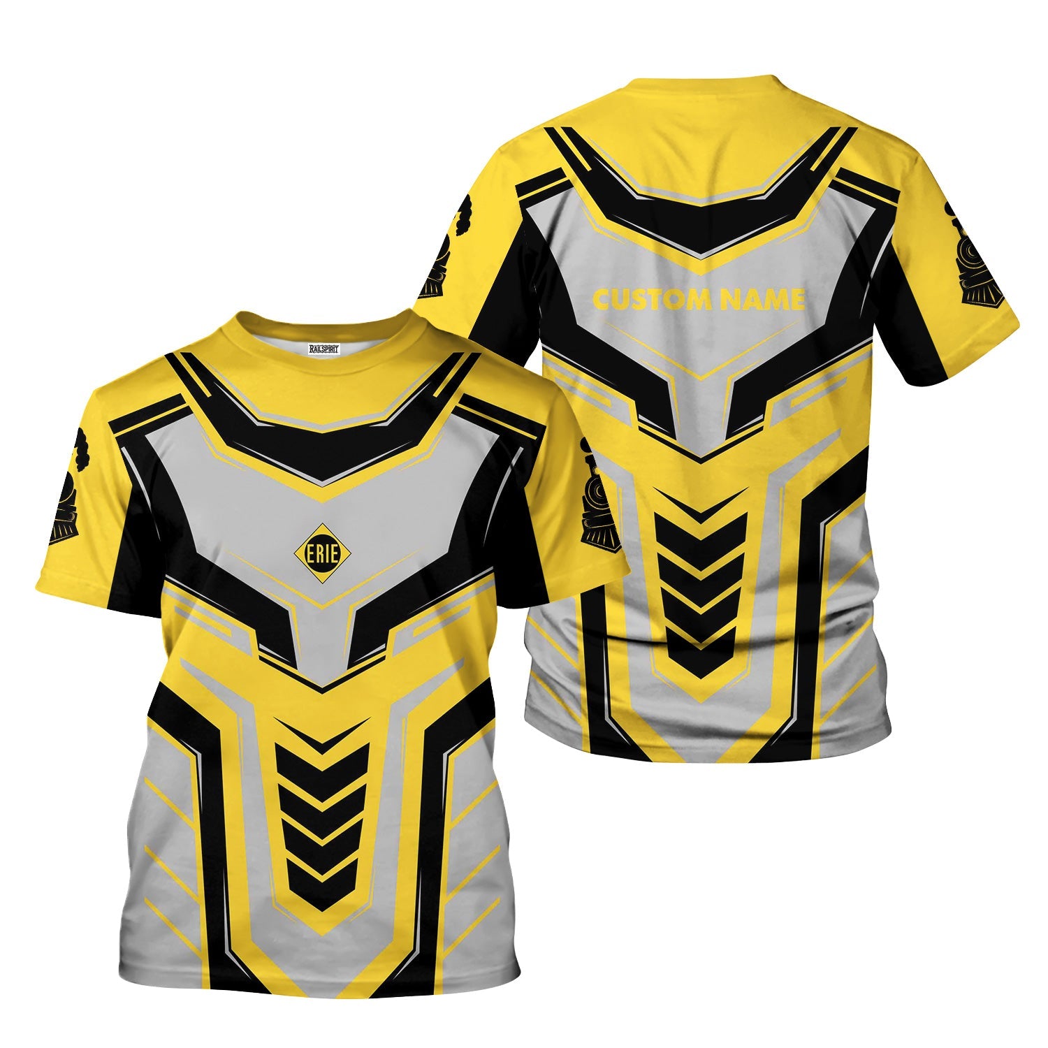 Railspirit Personalized Erie Railroad T-Shirt Armor-Inspired Design Train Shirt All Over Print
