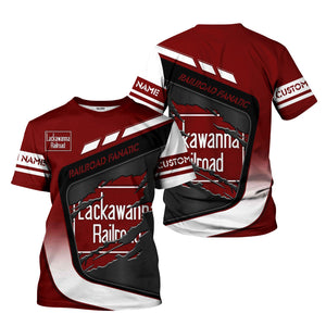 Railspirit Personalized Delaware, Lackawanna and Western Railroad T-Shirt Ripped Texture Style DL&W Train Shirt For Railroad Fanatic