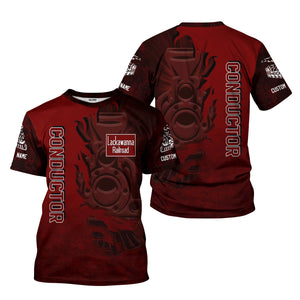 Railspirit Personalized Delaware, Lackawanna and Western Railroad T-Shirt Blazing Style with Custom Position DL&W Train Shirt