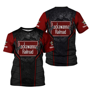 Railspirit Personalized Delaware, Lackawanna and Western Railroad T-Shirt Cracked Metal Design DL&W Train Shirt for Rail Enthusiasts