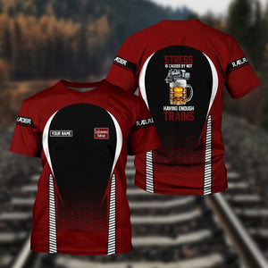 Railspirit Personalized Delaware, Lackawanna and Western Railroad T Shirt Stress Is Caused By Not Having Enough Trains DL&W Shirt All Over Print