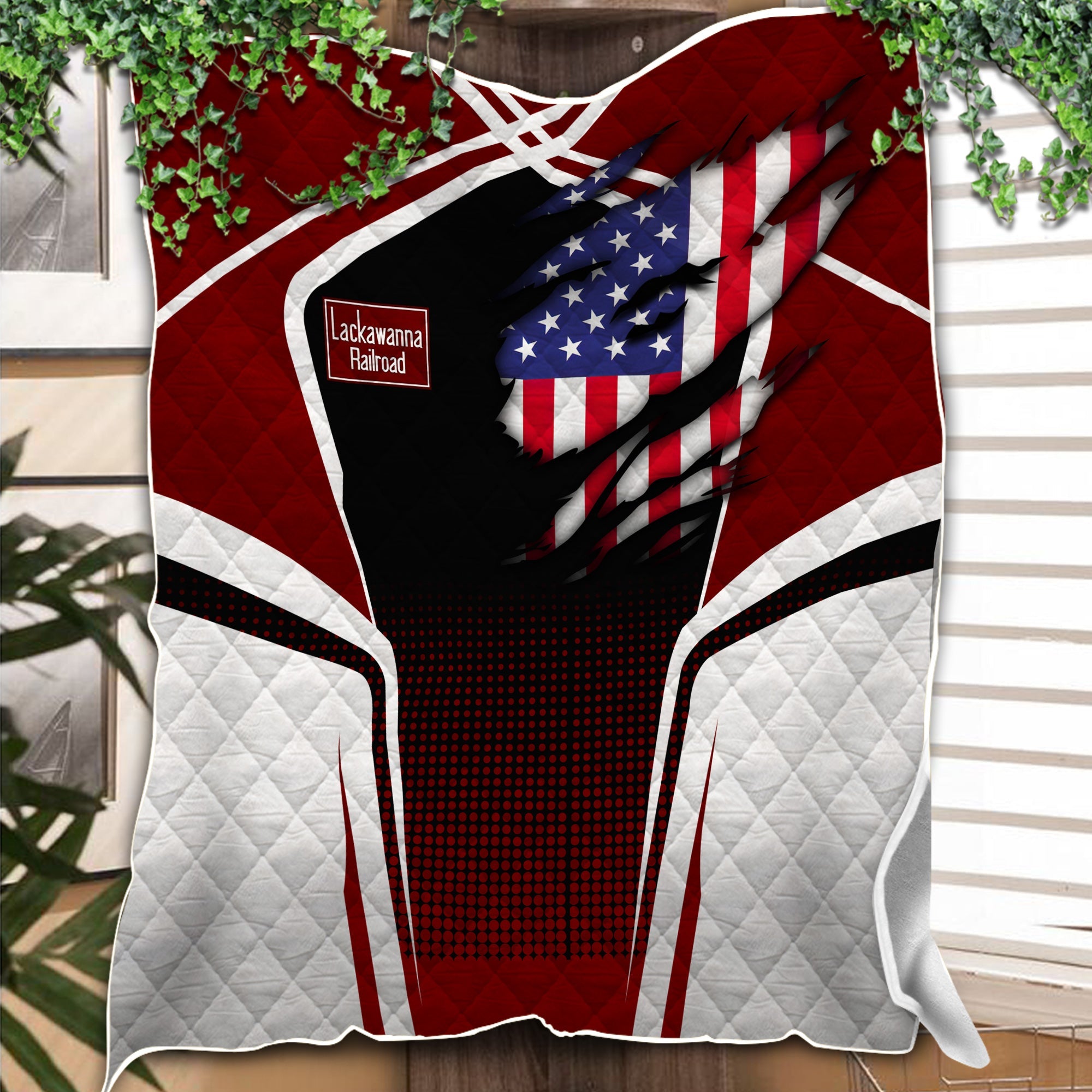 Railspirit Personalized Delaware, Lackawanna and Western Railroad Premium Quilts American Vintage DL&W All Over Printed Premium Quilts