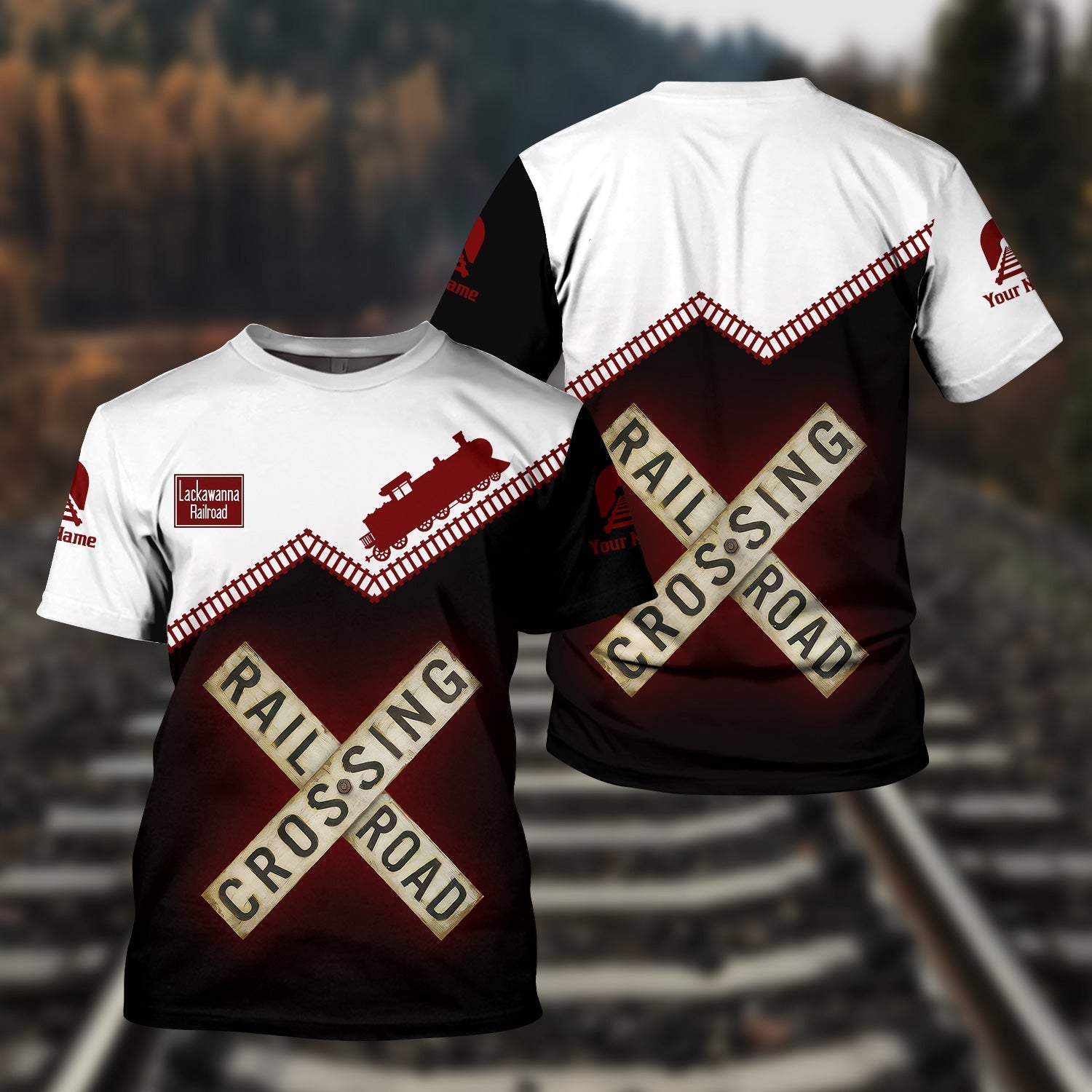 Railspirit Personalized Delaware, Lackawanna and Western Railroad T Shirt Railroad Crossing Printed Train Track Shirt