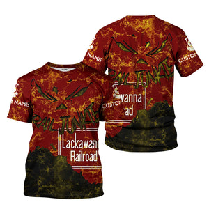 Railspirit Personalized Delaware, Lackawanna and Western Railroad T-Shirt Torn Graphic Style DL&W Train Shirt For Rail Junkie