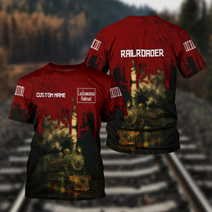 Railspirit Personalized Delaware, Lackawanna and Western Railroad T-Shirt Vintage Train Art Style DL&W Shirt For Locomotive Fans