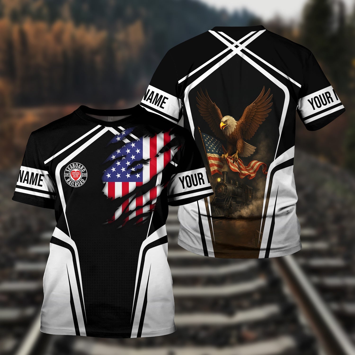 Railspirit Personalized Seaboard Air Line Railroad T Shirt American Eagle Vintage Train Shirt