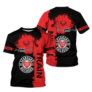 Railspirit Personalized Seaboard Air Line Railroad T-Shirt Engine Heartbeat and Track Love Style Shirt Gift Idea For Train Lovers