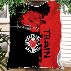 Railspirit Seaboard Air Line Railroad Premium Quilts Engine Heartbeat and Track Love Style Quilts Gift Idea For Train Lovers